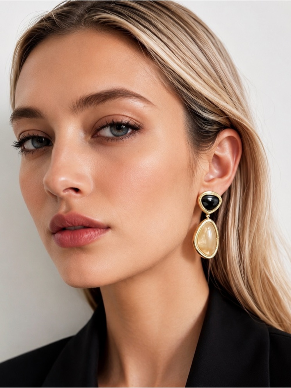 Gold Drop Earrings with Green and Yellow NWOT